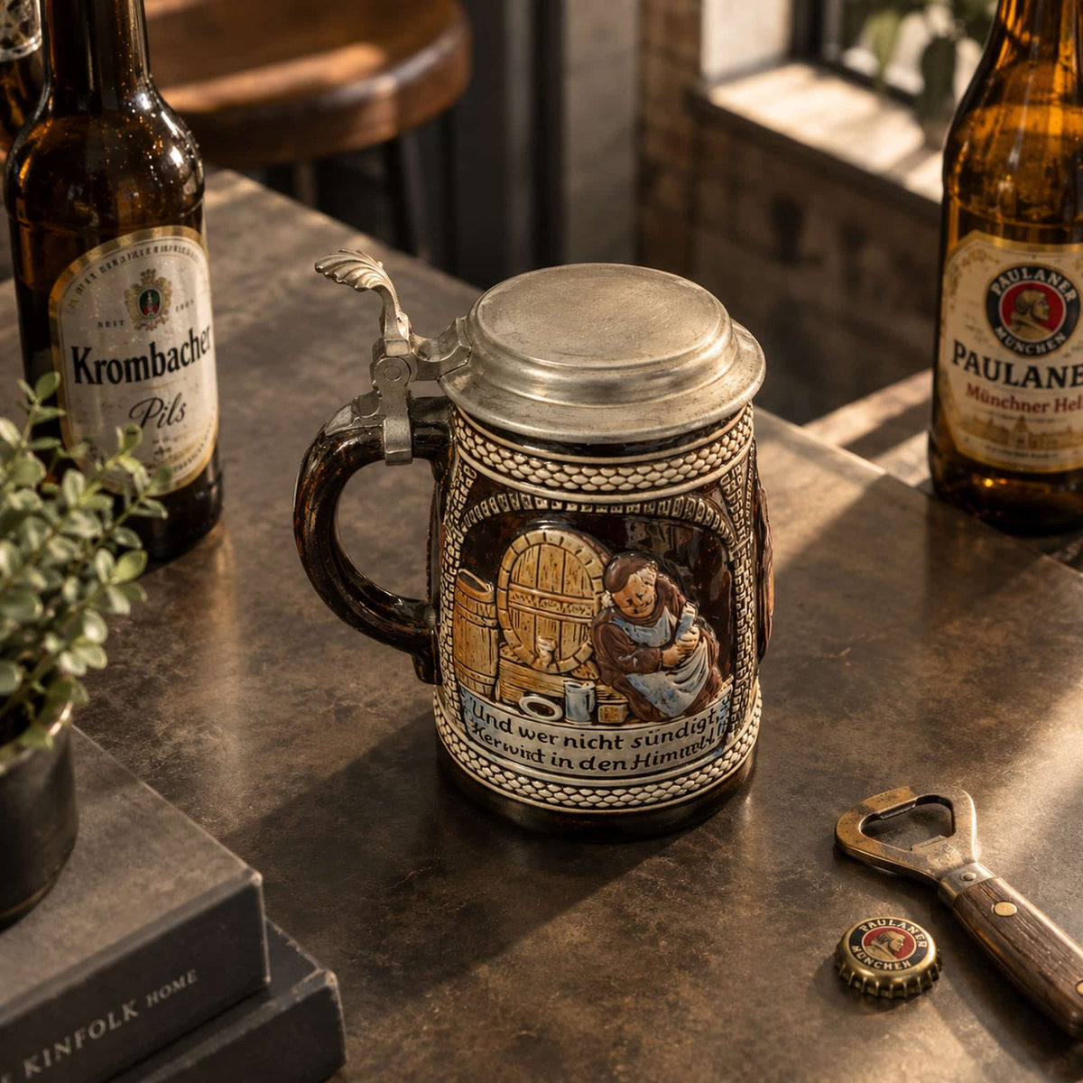 Vintage German Lidded Monk Beer Stein Main image