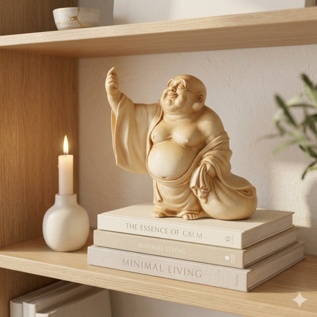 Ivory Colored Laughing Buddha Figurine